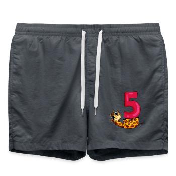 5 ans - 5ème anniversaire - motif girafe - Short de bain - charbon - Devant - AI Model Male 185 light (185cm)