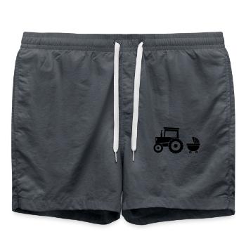 Tractor with baby cart - Swim Trunks - anthracite - Front - AI Model Male 185 light (185cm)