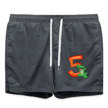5. Geburtstag - 5 Jahre alt - Kindergeburtstag - Badeshorts - Anthrazit - Vorne - AI Model Male 185 light (185cm)