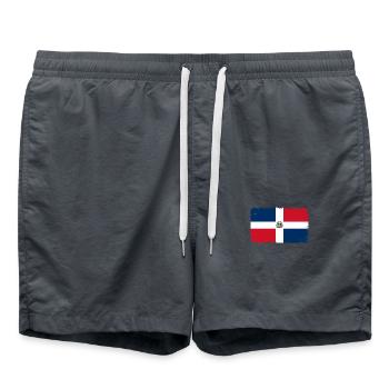 Herzschlag Flagge Vintage Dominikanische Republik - Badeshorts - Anthrazit - Vorne - AI Model Male 185 light (185cm)