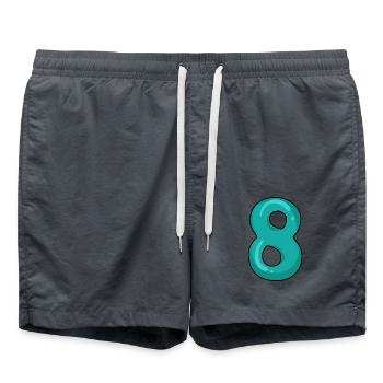8 - Acht - Ziffer 8 - Badeshorts - Anthrazit - Vorne - AI Model Male 185 light (185cm)