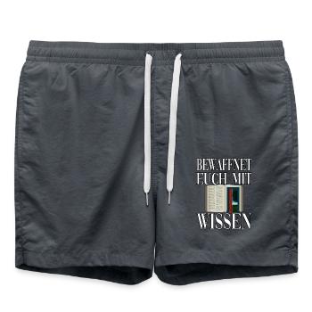 Wissen Bücher Lesen Bücher Spruch Bildung - Badeshorts - Anthrazit - Vorne - AI Model Male 185 light (185cm)
