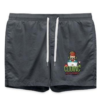 Hacking Programmer Hacker Code Coding Gift - Swim Trunks - anthracite - Front - AI Model Male 185 light (185cm)