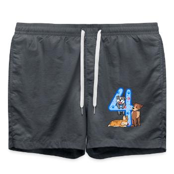 4th Birthday Young Dogs Outfit 4 Years Old Puppy - Swim Trunks - anthracite - Front - AI Model Male 185 light (185cm)