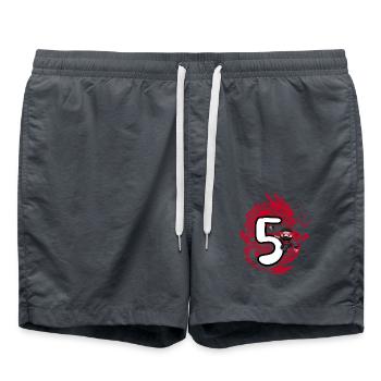 5th Birthday Boy 5 Years Ninja Dragon Costume - Swim Trunks - anthracite - Front - AI Model Male 185 light (185cm)