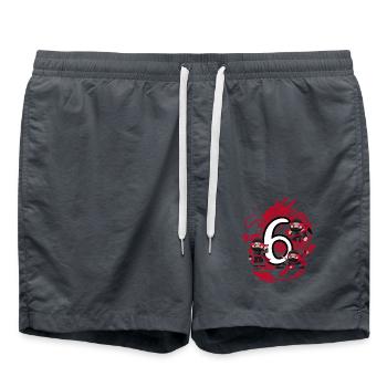 6th Birthday Boy 6 Years Ninja Dragon Costume - Swim Trunks - anthracite - Front - AI Model Male 185 light (185cm)
