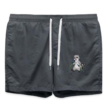 Nordic Walking Comic Waschbär - Badeshorts - Anthrazit - Vorne - AI Model Male 185 light (185cm)
