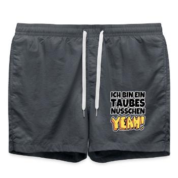 Ich bin ein taubes Nüsschen yeah Spruch Fernsehen - Badeshorts - Anthrazit - Vorne - AI Model Male 185 light (185cm)