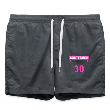Gästeliste Party 30 Jahre 30 Geburtstag Gästebuch - Badeshorts - Anthrazit - Vorne - AI Model Male 185 light (185cm)