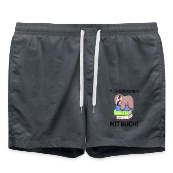 Buch Spruch Bücher lesen Leser Geschenk - Badeshorts - Anthrazit - Vorne - AI Model Male 185 light (185cm)