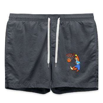 Comic Fuchs spielt Basketball - Badeshorts - Anthrazit - Vorne - AI Model Male 185 light (185cm)