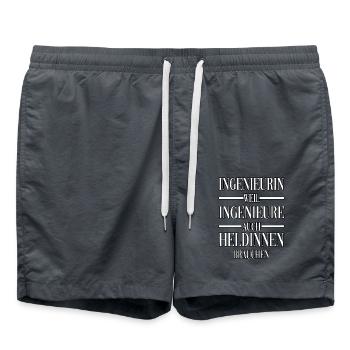 Ingenieurin weil Ingenieure auch Heldinnen - Badeshorts - Anthrazit - Vorne - AI Model Male 185 light (185cm)