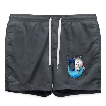 Caricature de sirène de licorne - Short de bain - charbon - Devant - AI Model Male 185 light (185cm)