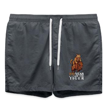 Tiger rides buffalo - 2022 year of the tiger - Swim Trunks - anthracite - Front - AI Model Male 185 light (185cm)