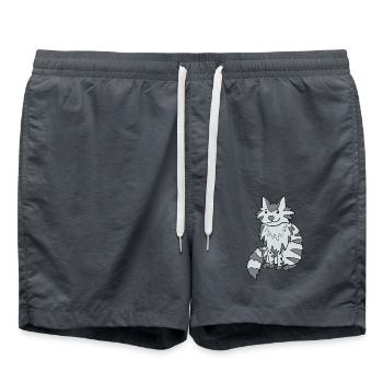Maine Coon Katze - Badeshorts - Anthrazit - Vorne - AI Model Male 185 light (185cm)