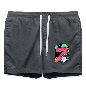 7 Geburtstag Junge - 7 Jahre alt - Ich bin 7 - Badeshorts - Anthrazit - Vorne - AI Model Male 185 light (185cm)