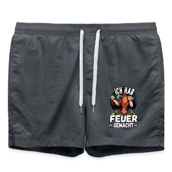 Ich hab Feuer gemacht - Badeshorts - Anthrazit - Vorne - AI Model Male 185 light (185cm)