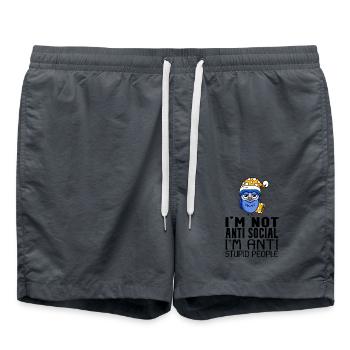 lustige Sprüche dumme Menschen - Badeshorts - Anthrazit - Vorne - AI Model Male 185 light (185cm)