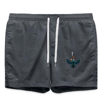 Mighty mouse with sword rides on pigeon - Swim Trunks - anthracite - Front - AI Model Male 185 light (185cm)