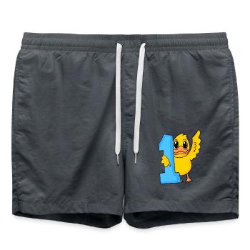 1 year old - School enrolment - Duck motif - Swim Trunks - anthracite - Front - AI Model Male 185 light (185cm)