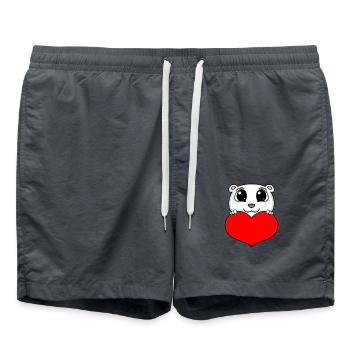 Polar bear - Swim Trunks - anthracite - Front - AI Model Male 185 light (185cm)