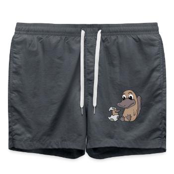 Maman ornithorynque avec bébé ornithorynque - Short de bain - charbon - Devant - AI Model Male 185 light (185cm)