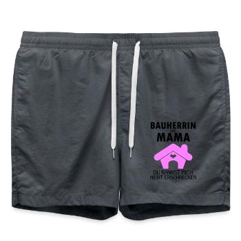 Bauherrin Mama Hausbau Baustelle Richtfest - Badeshorts - Anthrazit - Vorne - AI Model Male 185 light (185cm)