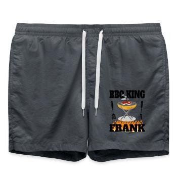 Frank BBQ King & Grillmeister funny saying - Swim Trunks - anthracite - Front - AI Model Male 185 light (185cm)
