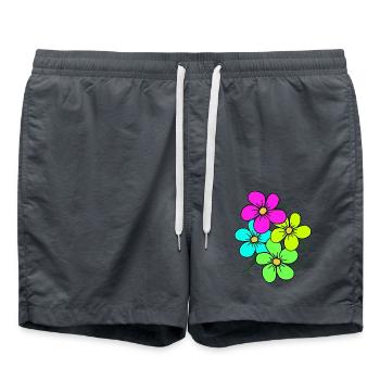 fleurs colorées, bouquet, vrille de fleurs, floral - Short de bain - charbon - Devant - AI Model Male 185 light (185cm)
