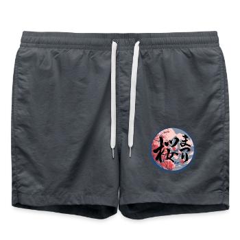 Fleurs de Sakura japonaises Kanji japonais - Short de bain - charbon - Devant - AI Model Male 185 light (185cm)