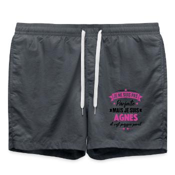Pas parfaite mais je suis Agnes humour cadeau - Short de bain - charbon - Devant - AI Model Male 185 light (185cm)