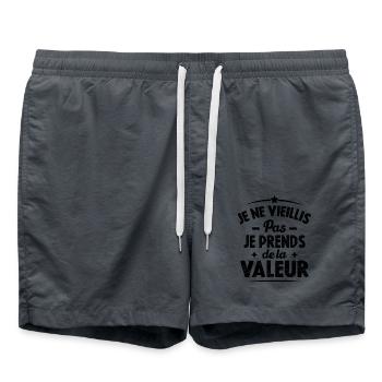 Je Ne Vieillis Pas Je Prends De La Valeur Humour - Short de bain - charbon - Devant - AI Model Male 185 light (185cm)