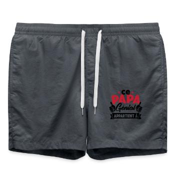 Ce papa génial appartient à [AJOUTEZ PRÉNOMS ICI] - Short de bain - charbon - Devant - AI Model Male 185 light (185cm)