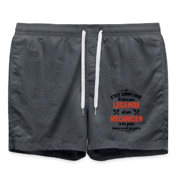 Legende et Mécanicien, Humour Cadeau Mécanicien - Short de bain - charbon - Devant - AI Model Male 185 light (185cm)