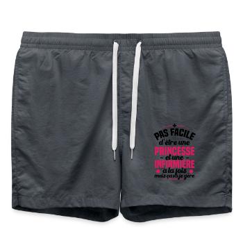 Princess and Nurse / Nurse Gift Humor - Swim Trunks - anthracite - Front - AI Model Male 185 light (185cm)