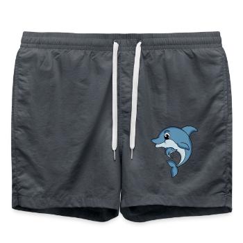 Dolphin Family - Dolphin with Baby - Dolphin Motif - Swim Trunks - anthracite - Front - AI Model Male 185 light (185cm)