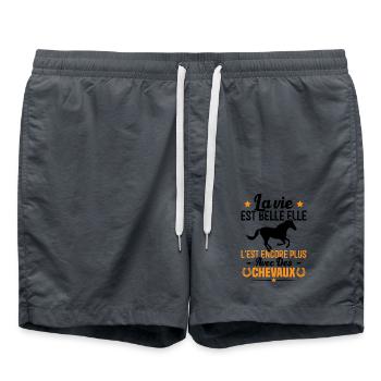 La vie est belle elle avec des chevaux Cadeau - Short de bain - charbon - Devant - AI Model Male 185 light (185cm)