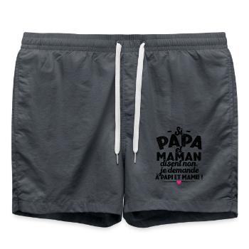 Si papa maman disent non je demande à papi mamie - Short de bain - charbon - Devant - AI Model Male 185 light (185cm)