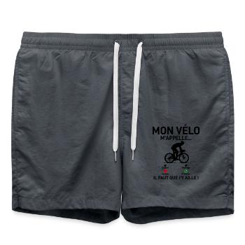Mon Vélo M'appelle Cadeau Sport Cycliste - Short de bain - charbon - Devant - AI Model Male 185 light (185cm)