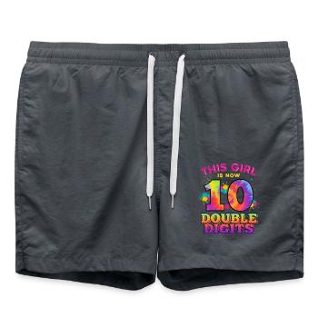 Cette fille est maintenant 10 à deux chiffres 10. - Short de bain - charbon - Devant - AI Model Male 185 light (185cm)