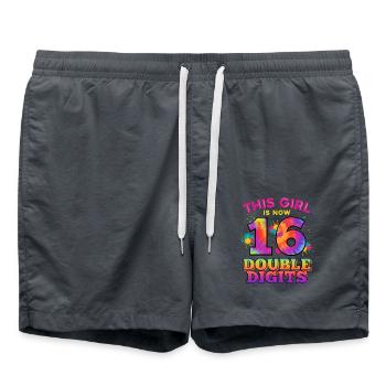 Dieses Mädchen Ist Jetzt 16 Double Digits 16. - Badeshorts - Anthrazit - Vorne - AI Model Male 185 light (185cm)