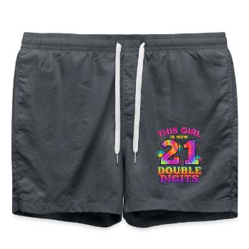 Dieses Mädchen Ist Jetzt 21 Double Digits 21. - Badeshorts - Anthrazit - Vorne - AI Model Male 185 light (185cm)