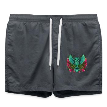 Aesthetic owl with tendrils and crystals - Swim Trunks - anthracite - Front - AI Model Male 185 light (185cm)