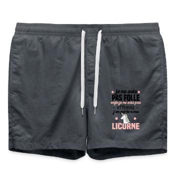 Je ne suis pas folle, j'en parle à ma licorne - Short de bain - charbon - Devant - AI Model Male 185 light (185cm)
