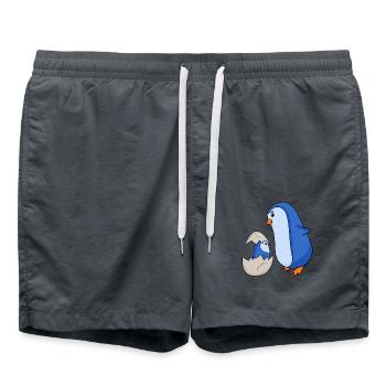 Pingouin avec Bébé Pingouin - Short de bain - charbon - Devant - AI Model Male 185 light (185cm)