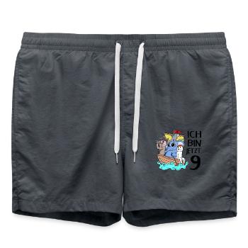 9. Geburtstag Kinder 9 Jahre Geschenk - Badeshorts - Anthrazit - Vorne - AI Model Male 185 light (185cm)