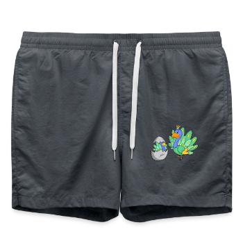 Paon avec bébé paon - Short de bain - charbon - Devant - AI Model Male 185 light (185cm)