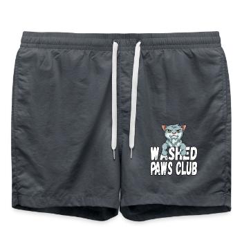Washed Paws Club für einen Katzenliebhaber und - Badeshorts - Anthrazit - Vorne - AI Model Male 185 light (185cm)