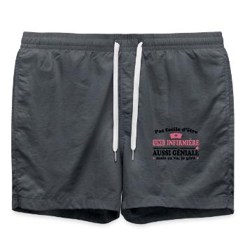 Pas facile d'être une infirmière aussi géniale - Short de bain - charbon - Devant - AI Model Male 185 light (185cm)