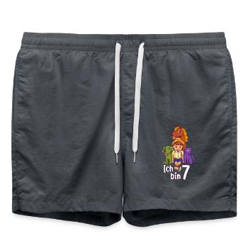 Geburtstagsshirt Bauernhof - 7 Geburtstag Junge - Badeshorts - Anthrazit - Vorne - AI Model Male 185 light (185cm)